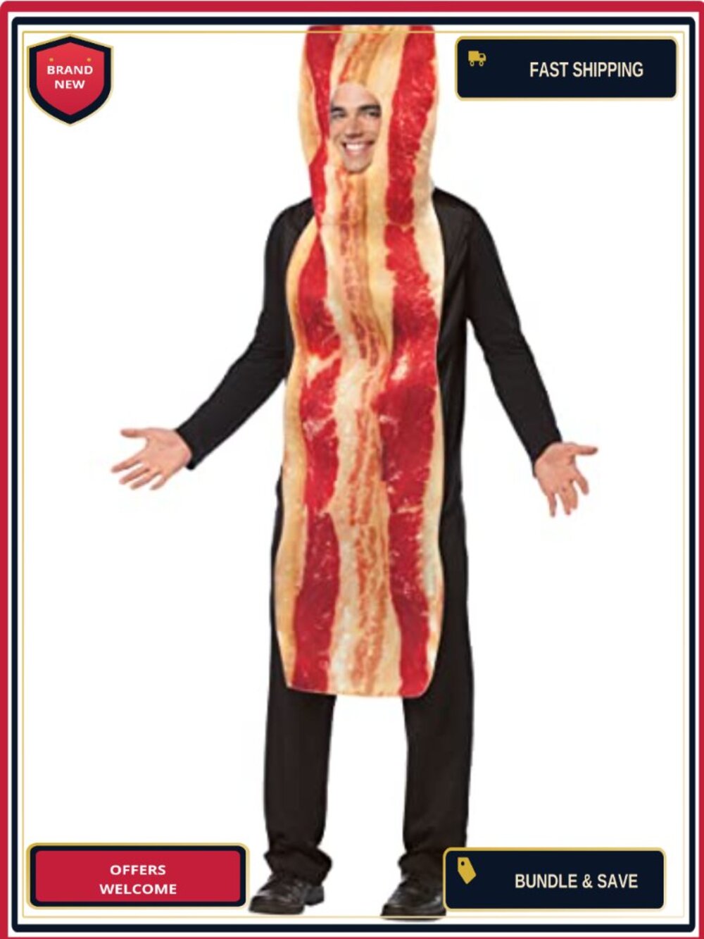 Rasta Imposta Bacon Strip Costume One Size Adult Halloween